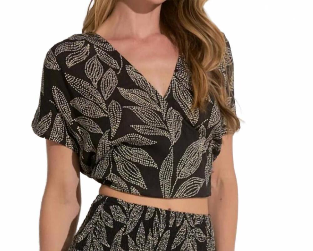 NEW ELAN cartagena top in black multi